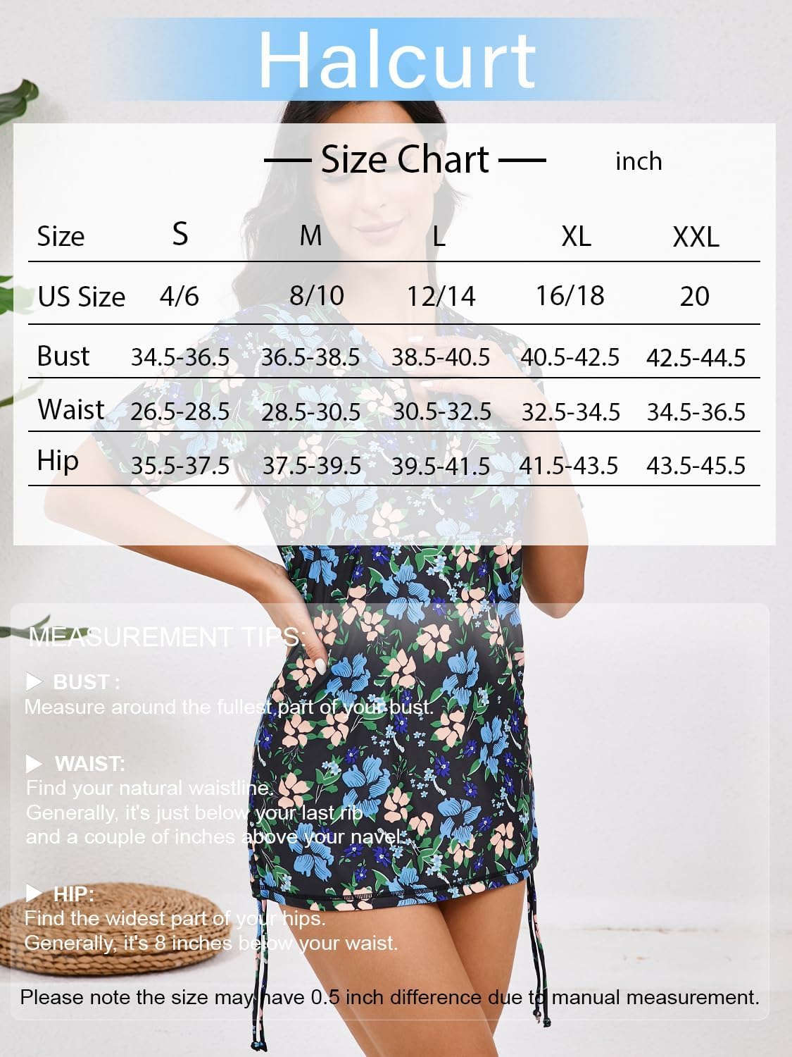 Halcurt Women's Short Sleeve Rash Guard Swim Shirt with Bra Half Zip Tie Drawstring UPF50+ Swimsuit Top
