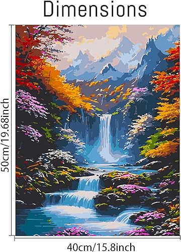Miniatura 2 de Pintura de paisaje por números para adultos, pintura de cascada por números para adultos principiantes, pintura acrílica colorida por número,