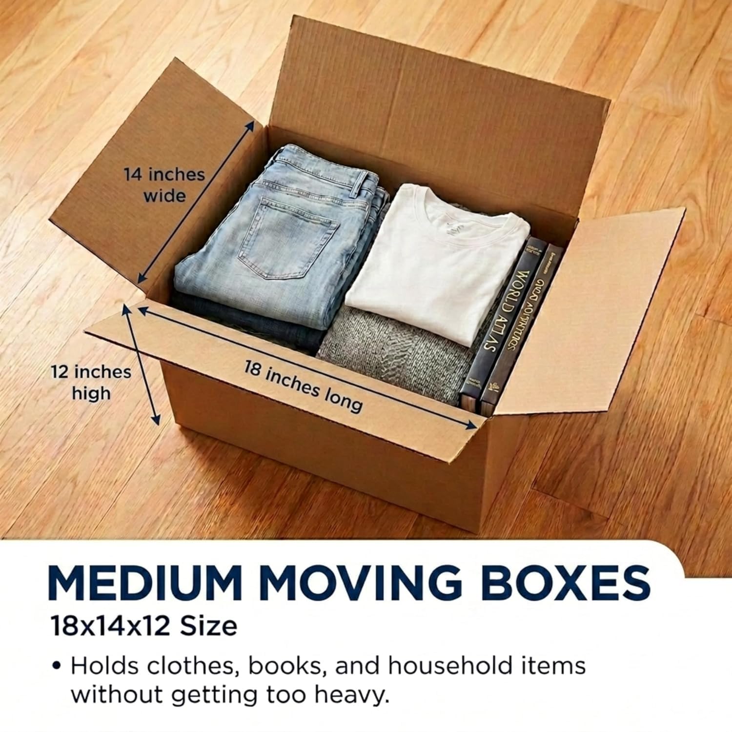 BOX USA Cajas de mudanza medianas de 18 pulgadas de largo x 14 pulgadas de ancho x 12 pulgadas de alto, paquete de 20 unidades | Caja de cartón corrugado para envío, correo, embalaje, embalaje y