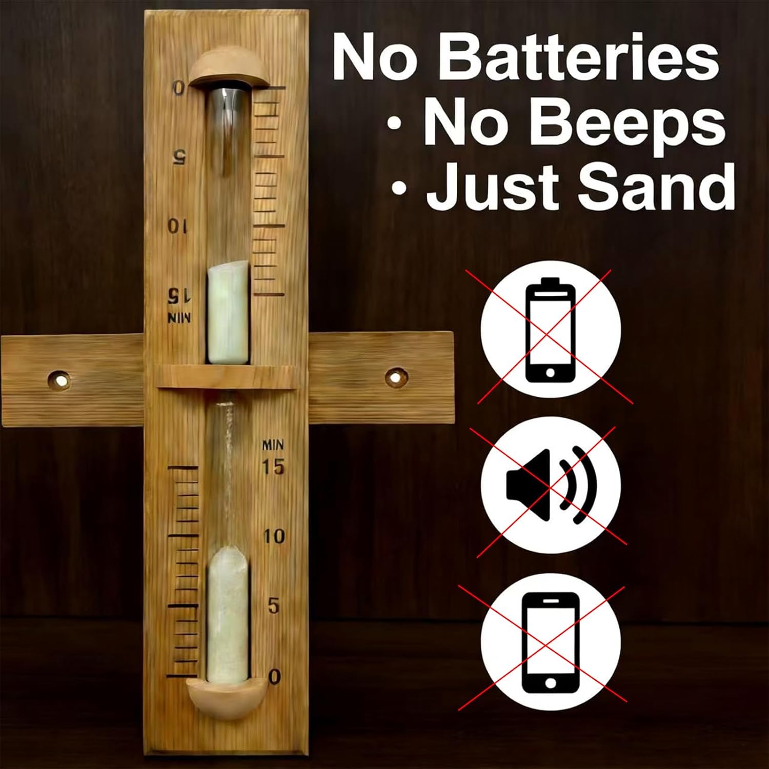 Sauna Sand Timer, 15 Minute Red Cedar Sauna Hourglass, Wall-Mounted 360° Rotating Wood Sand Clock, Heat-Resistant Sauna Accessories for Infrared & Traditional Sauna,SPA