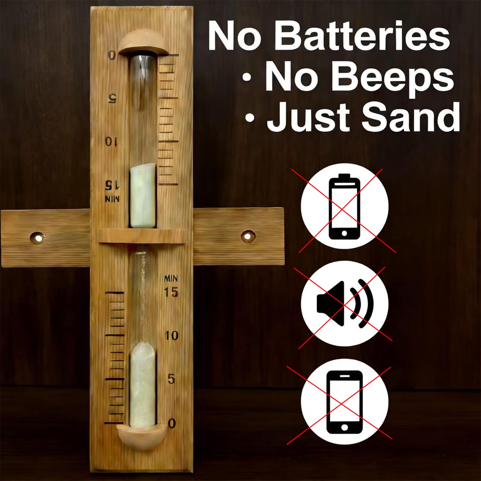 Reloj de arena para sauna de 15 minutos, reloj de arena de cedro rojo, resistente al calor, giratorio de 360°, accesorios de sauna montados en la pared para sauna infrarroja y tradicional, spa