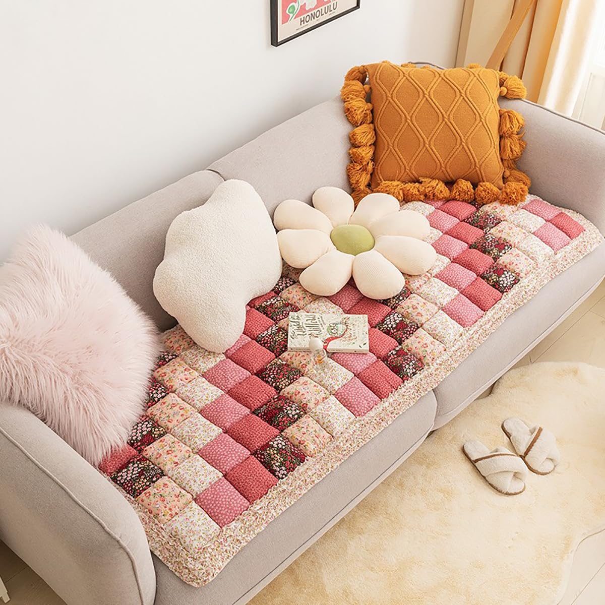 Funny Fuzzy Couch Cover,Garden Chic Cotton Protective Couch Cover,2023 New Magic Sofa Cover,Dog Couch Cover Protector