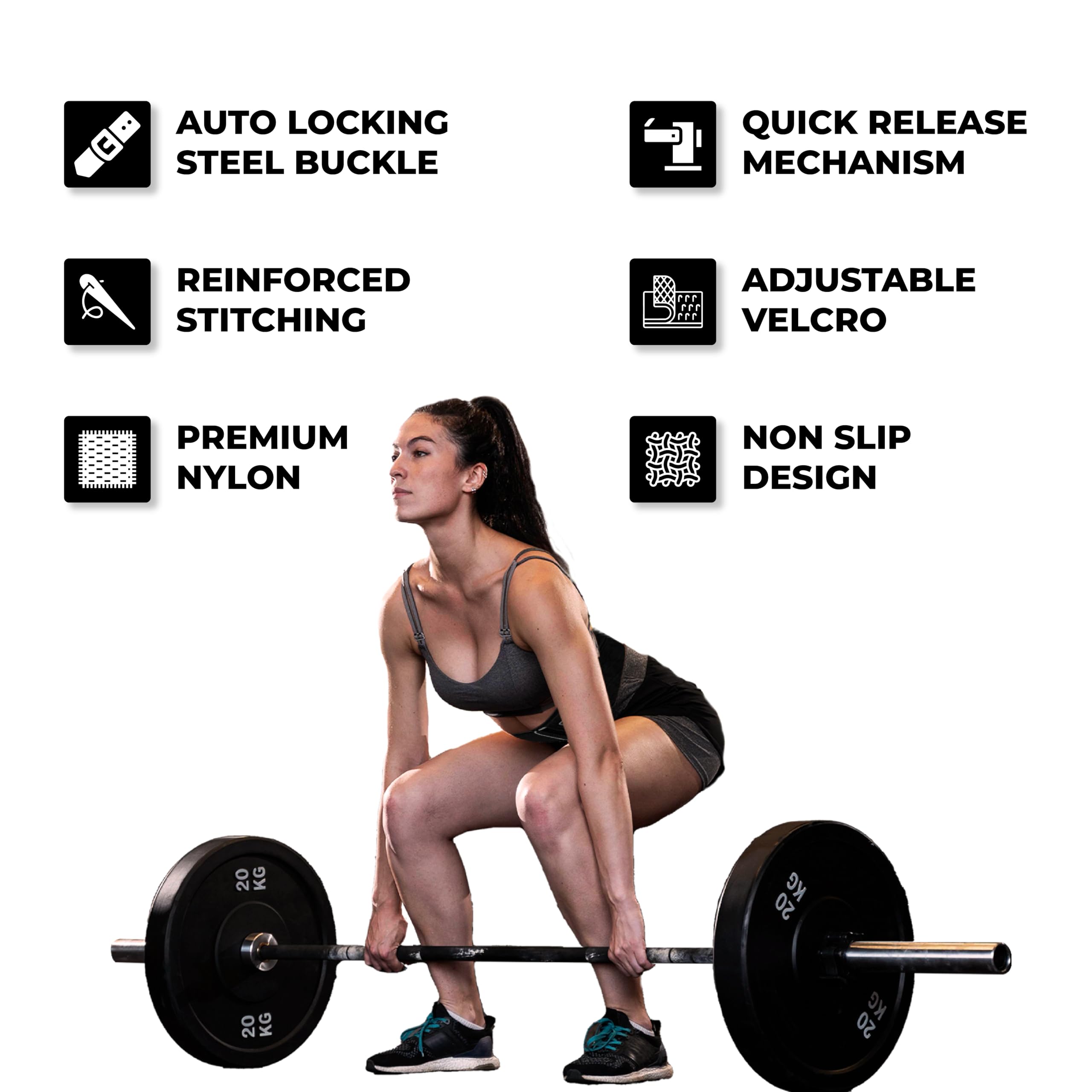 Schnellschließender Gewichthebergürtel für Damen und Herren – verstellbarer Hebegürtel für Powerlifting, Cross-Training und olympisches Heben – 10,2 cm Uniform-Profil, Nylon, Workout, Gymnastikgürtel, Rückenstütze, Gewichthebergürtel