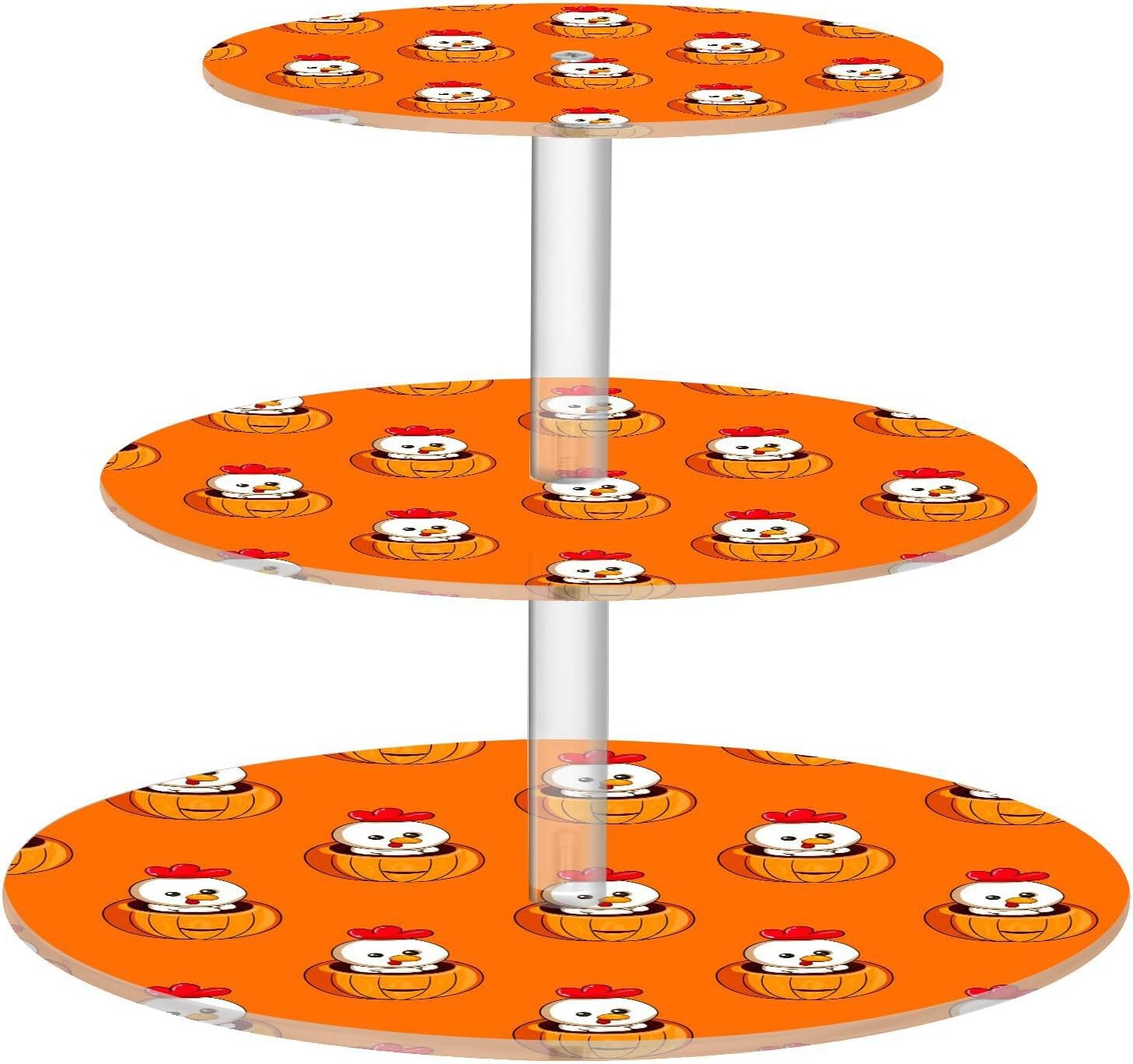 Pumpkin Chicken 3 Tier Acrylic Cupcake Stand, Cupcake Stand for 34 Cupcakes for Weddings,Christmas,Holidays,Parties,Birthday,Printed Cupcake Tower 23300055