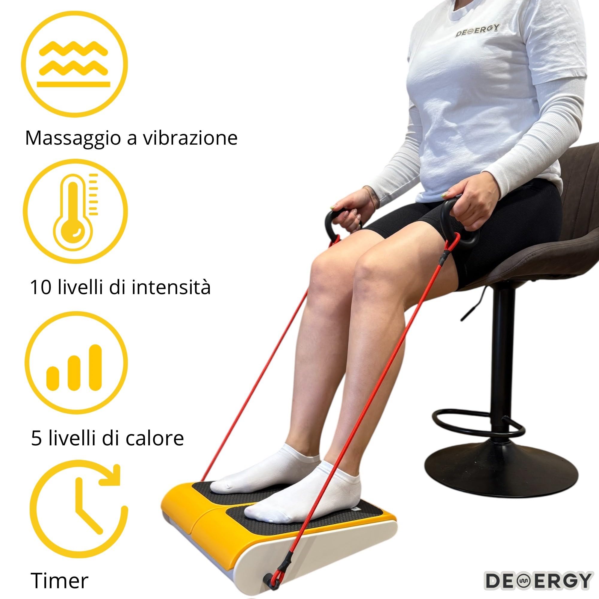 DEMERGY® Massaggiatore Elettrico per Piedi e Gambe con Vibrazione, Calore Telecomando Bande Elastiche Pressoterapia, Ginnastica Passiva Sollievo dal Dolore per Fascite Plantare e Cattiva Circolazione