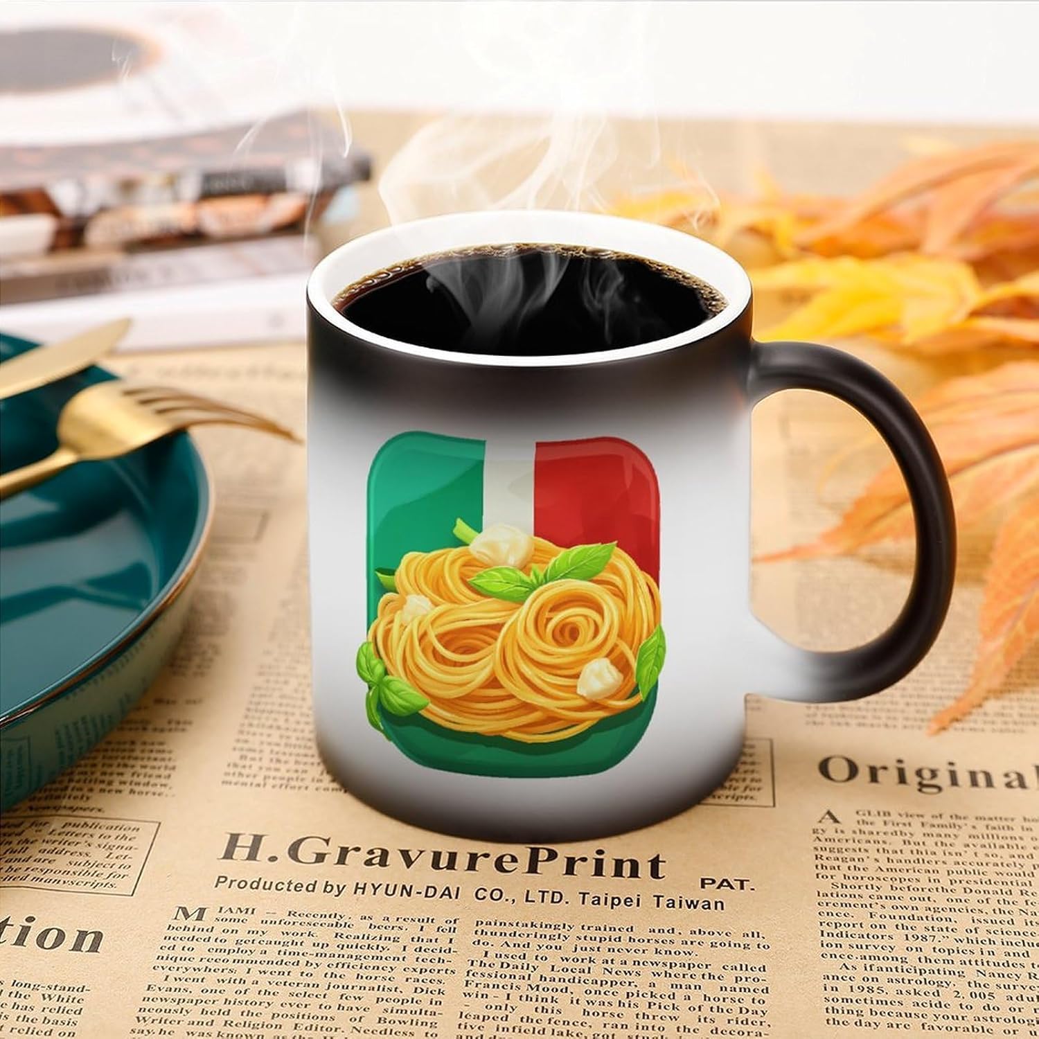 Pasta And Spaghetti Italy Flag Funny Color Changing Coffee Mug Ceramic Magic Cup Personalized Discoloration Tea Mugs