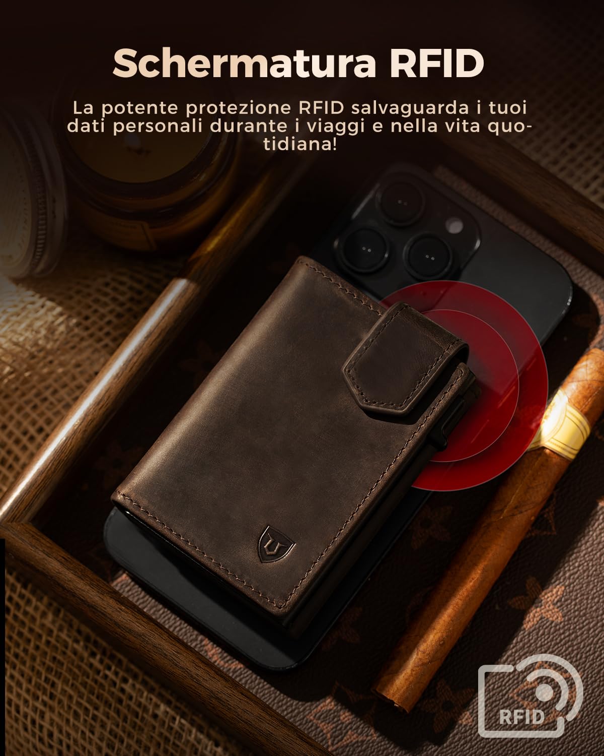 LORZOR Portacarte Uomo con Portamonete XXL, Portafoglio Uomo Slim con Chiusura Magnetica, Porta Tessere Tascabile, Porta Carte di Credito in Pelle con Protezione RFID, Wallet Pop-up per 10 Carte