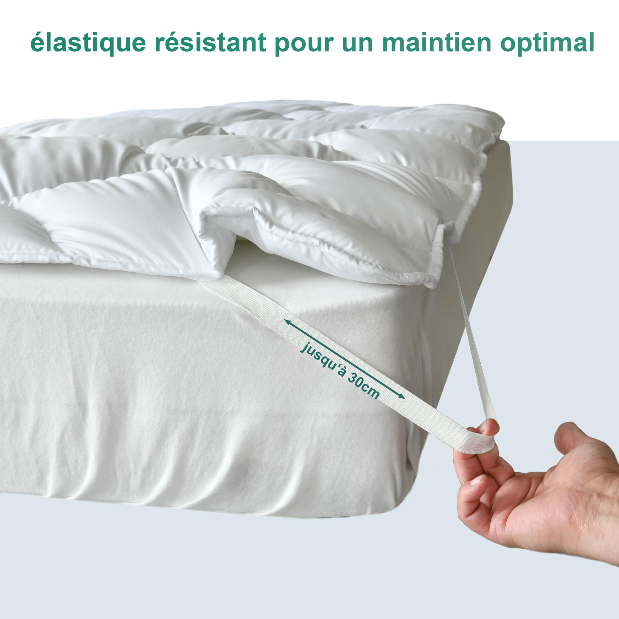 KNERST® Protège-Matelas Matelassé 140x200 – Alèse Respirante – Lavable Jusqu’à 95°C – Surmatelas Doux avec 4 Élastiques – Certifié Ökotex – Protection Matelas