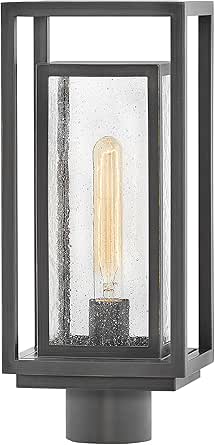 Hinkley Republic 17-Inch Post Mount Outdoor Lantern, Composite, Clear Seedy Glass, Anti-Fading, Driveway Walkway or Entry, Post Not Included, Oil Rubbed Bronze Finish