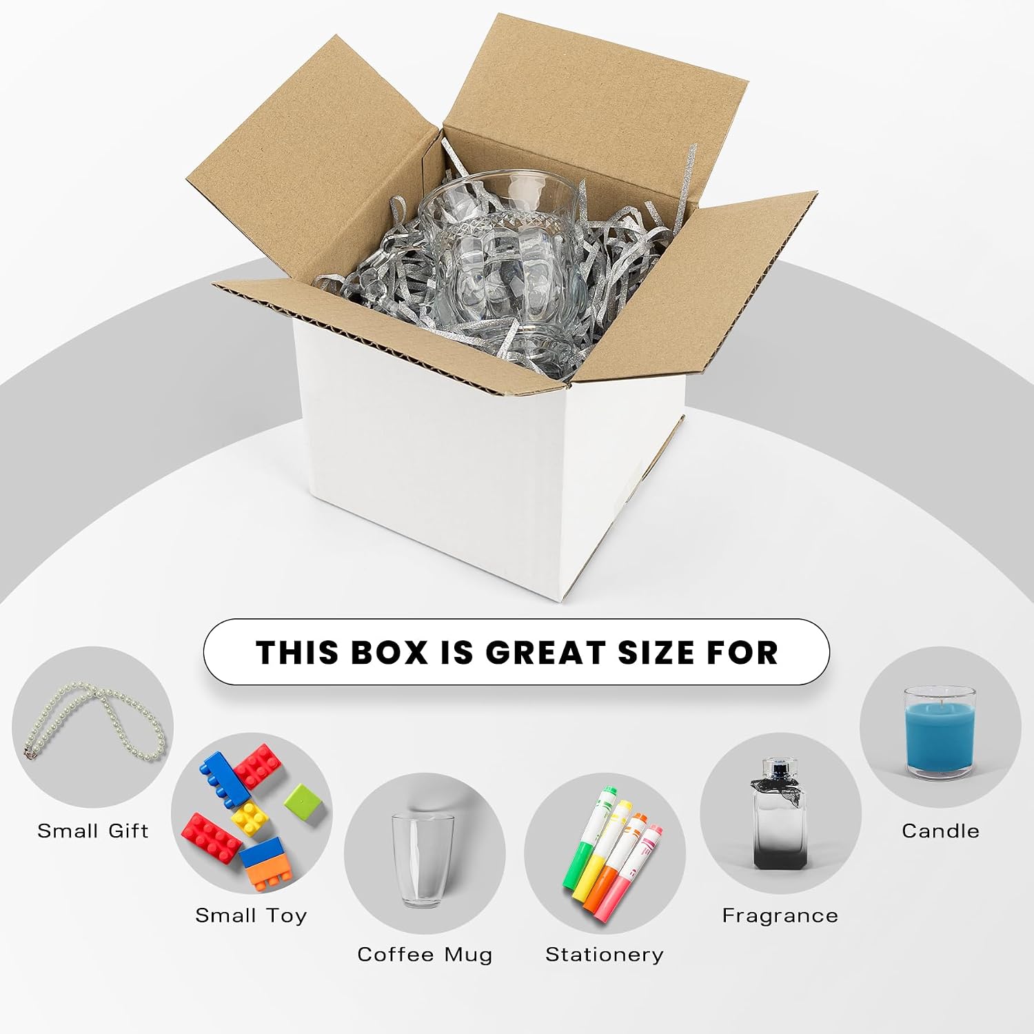 Golden State Art, 28 Pack 5x5x5 Shipping Boxes for Coffee Mugs, Candles, Gifts Mailing, Packaging, Storage - 5x5 Corrugated Cardboard Box, White