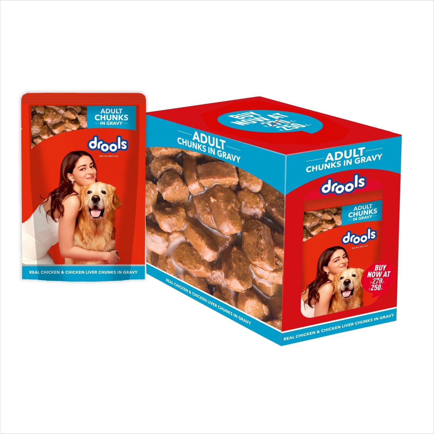 Adult Wet Dog Food 0.9kg (150g x 6) Pack of 6 | Real Chicken and Chicken Liver Chunks in Gravy | Healthy Skin and Coat | Maintains Joint Health | Better Digestibility and Health