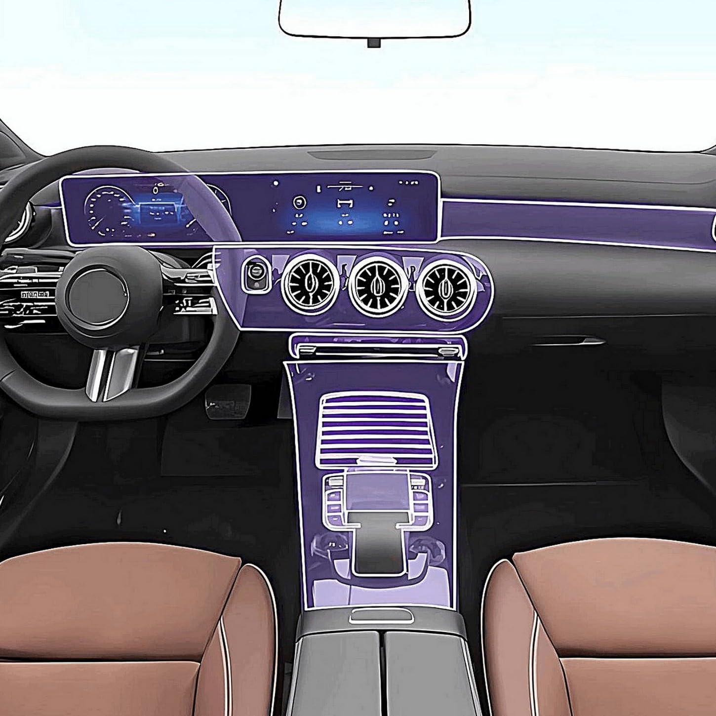Film TPU Mercedes Classe A pour protéger la console des rayures de clés au quotidien