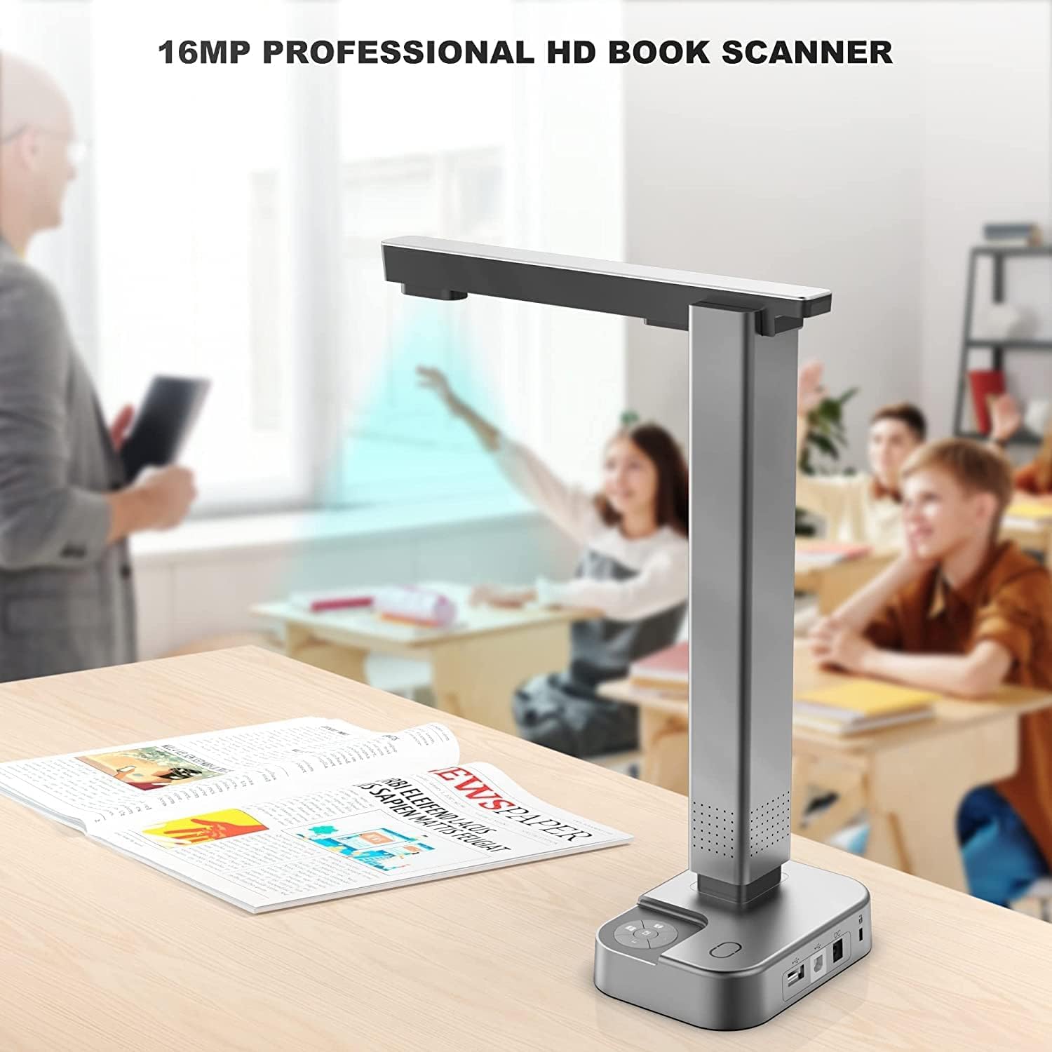 JOYUSING Scanner per libri e documenti da 16 MP, tecnologia di appiattimento automatico e deskew, acquisizione A3, A4, OCR, Converti in PDF/Word/Txt/Excel su Windows e PDF su Mac