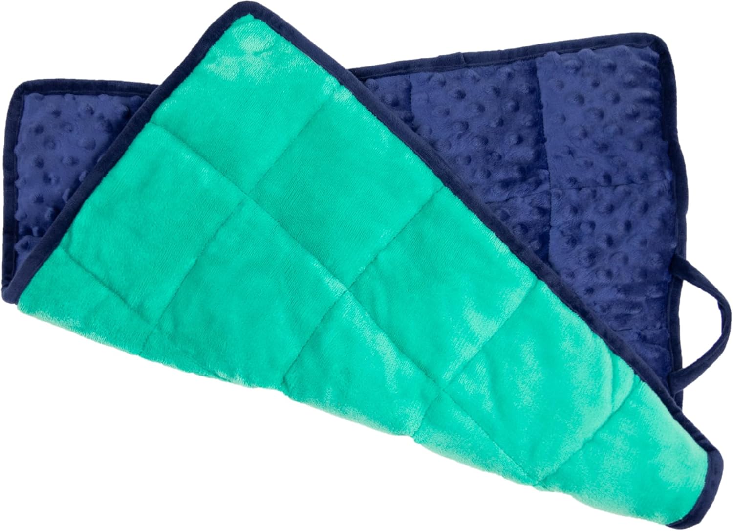 Bouncyband Soft Dual Texture Portable Fleece Calming Pressure Blanket – 5lb, 21” x 19”, Blue/Green Blanket for Children Aged 3+ – Sensory Aid Enables Focus During The Day & Better Sleep at Night