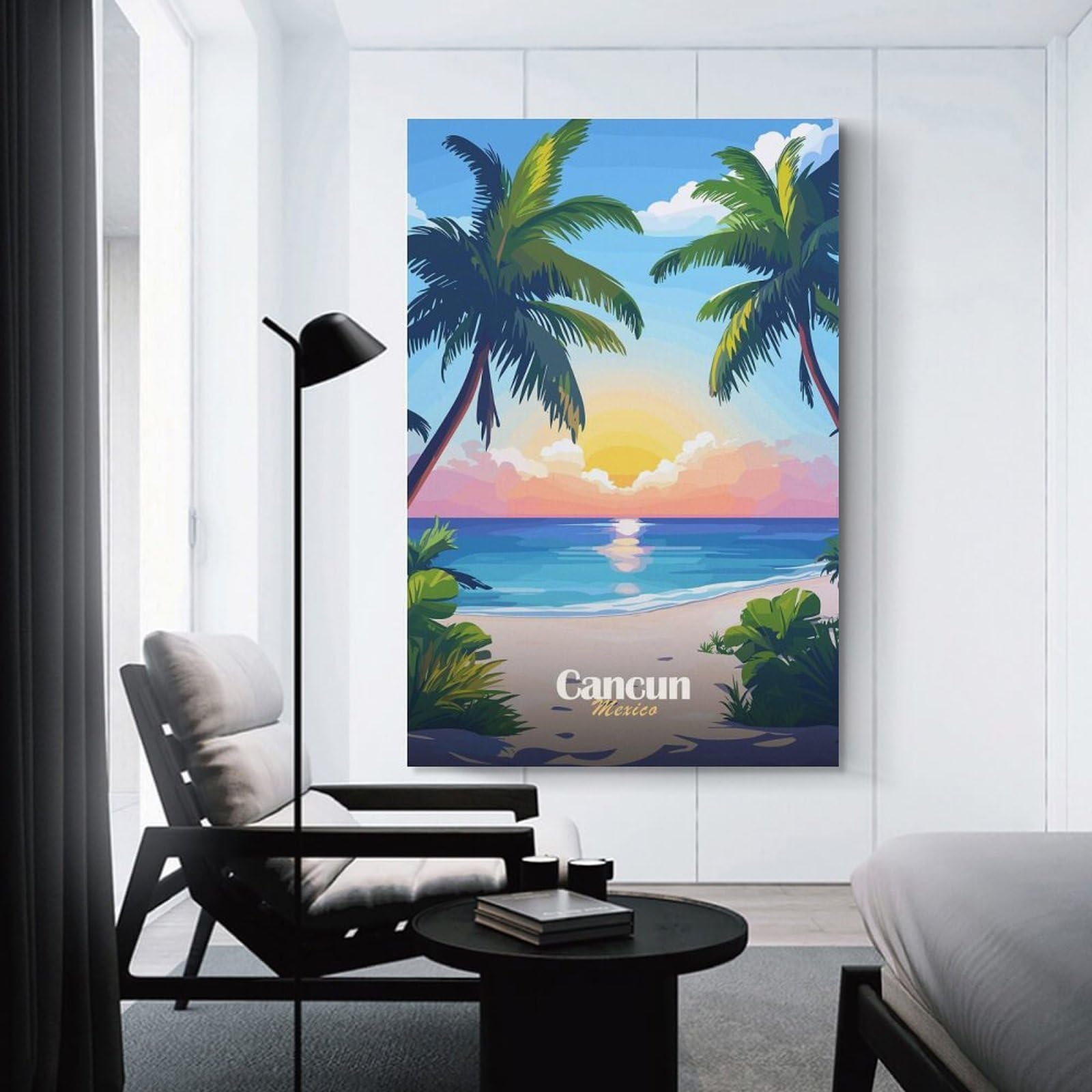 Junmoney Cancun Sunset Beach Room Decor Wall Art, 24x36inch(60x90cm), for Entrance Walls, Hall Decor Or Foyers, A Neat Decor Update for Hallways