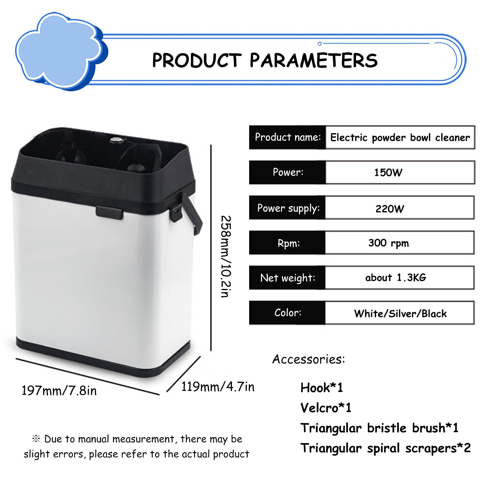 Limpiador De Portafiltros De Café, Máquina de Limpieza de Portafiltros de 150 W y 58 MM, Incluye 2 Raspadores & 1 Cepillar, Electric Coffee Fil TER Holder Cleaning Machine White