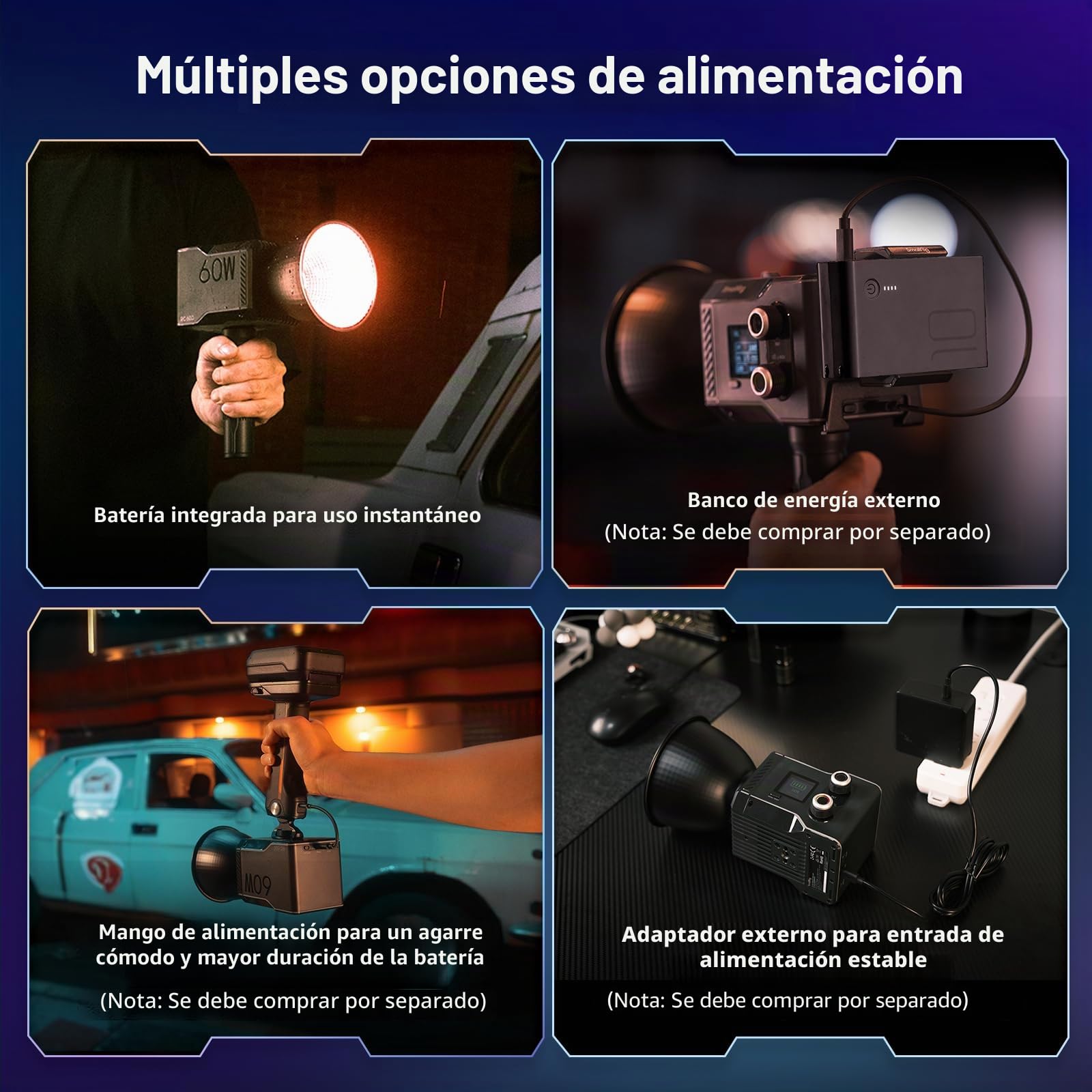 SMALLRIG Luz de Video LED RGB RC 60C, Temperatura de Color de 2500 K a 10 000 K, Compatible con Carga Rápida PD, Control Manual y Mediante Aplicación, con 12 Efectos de Luz, Edición Lite - 4808