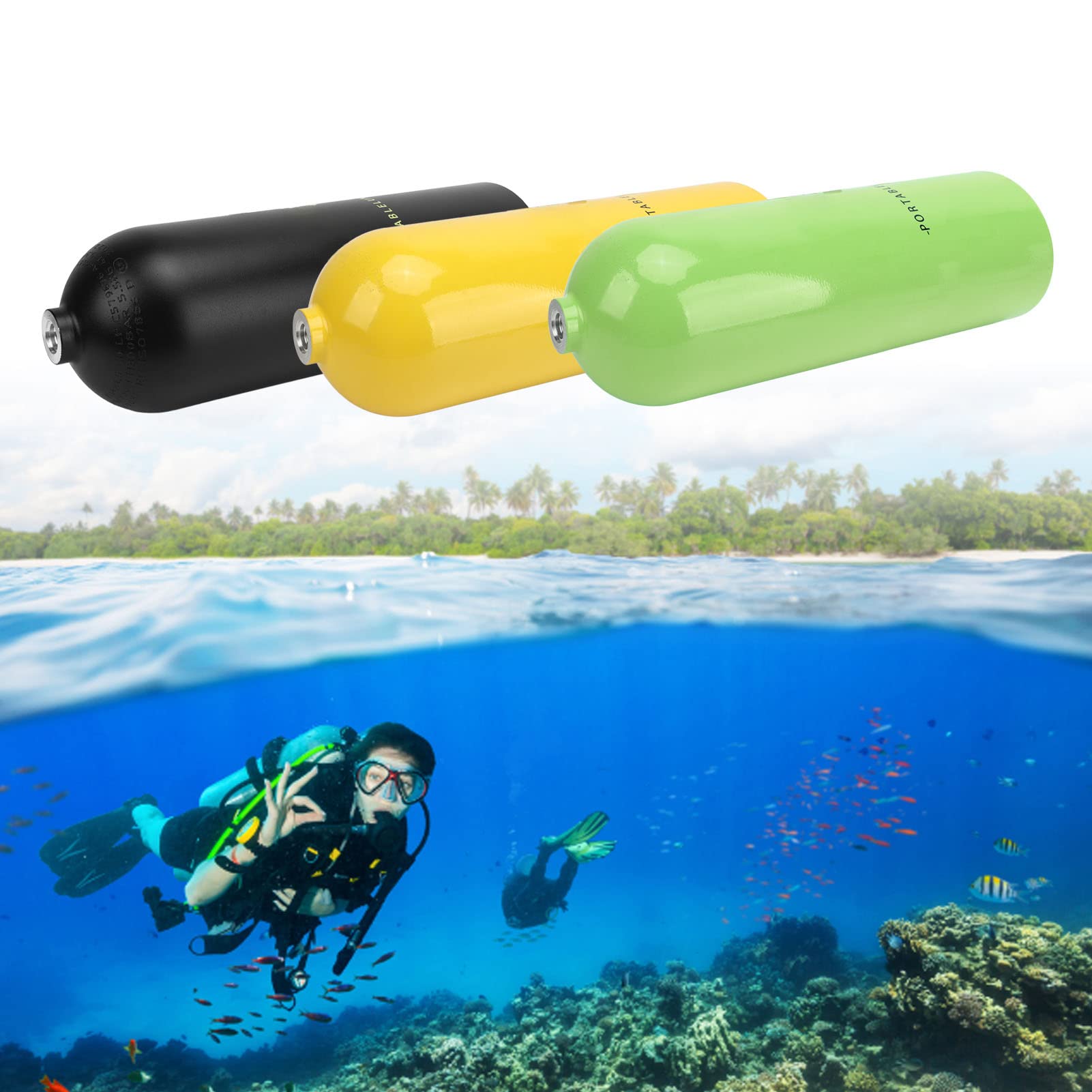 Soraz Mini Diving Equipment, 360 Degrees Rotating Joint Portable Aviation Aluminum and Copper for Breath Training (Black)