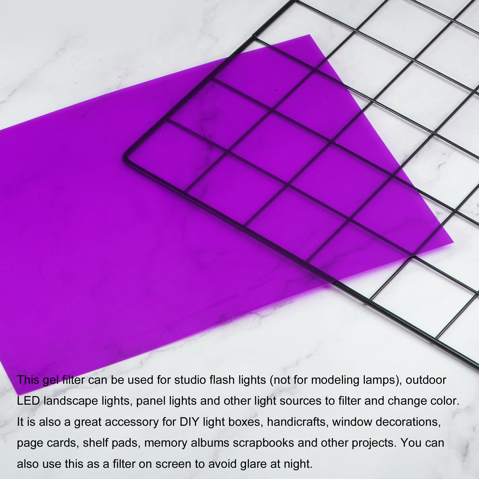 QUARKZMAN Gel Luce Filtro Viola Trasparente Correzione Illuminazione Gel Filtro 16x20 pollici Plastica Fogli per Film Foto Video Festa Pacchetto 4