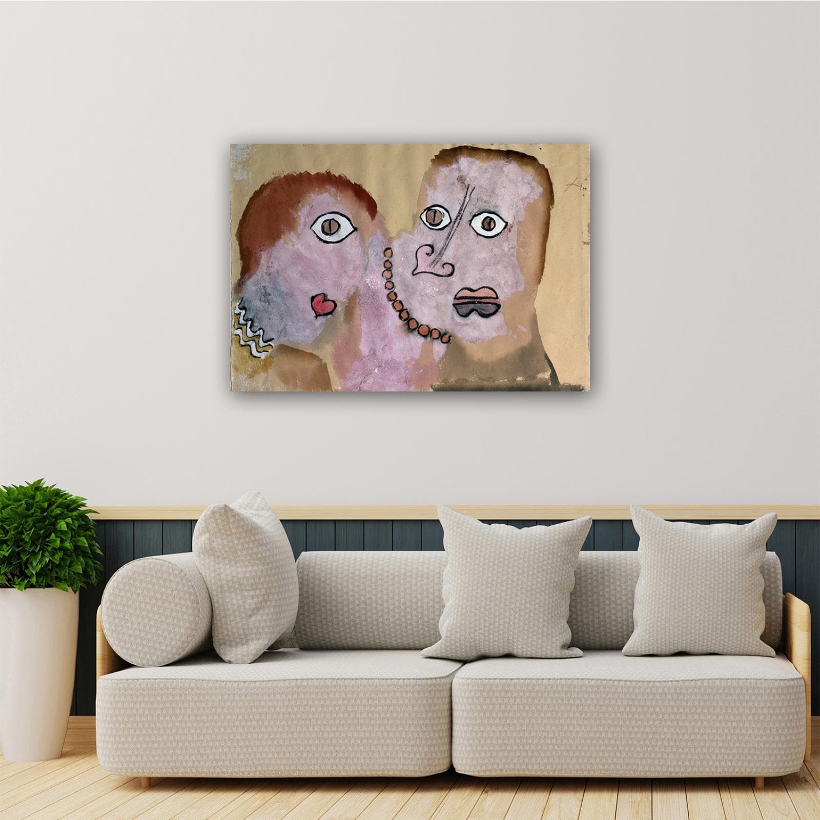 Stampa su tela famosa "La collana" - immagine su tela - Riproduzioni di dipinti astratti - Quadro da parete su tela per decorazione ufficio 50 x 70 cm / 19.6x27.5in cornice interna