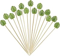 Vista 9 de Minisland Palillos de cóctel de manzana roja, palos de bambú de 5 pulgadas de largo, palillos de dientes elegantes para aperitivos, brochetas