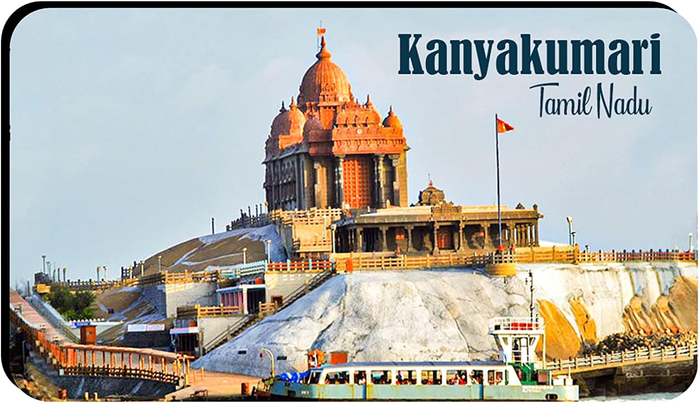 AVI Rubber Rectangular Fridge Magnet Multicolour Kanyakumari Tamil Nadu Design Travel Souvenir RFM00145