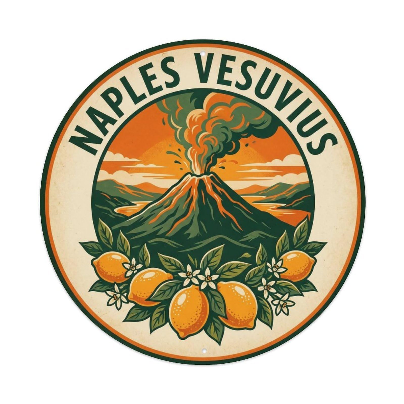 Naples Italy Vesuvius Heritage Food Travel Classic Metal Tin Sign