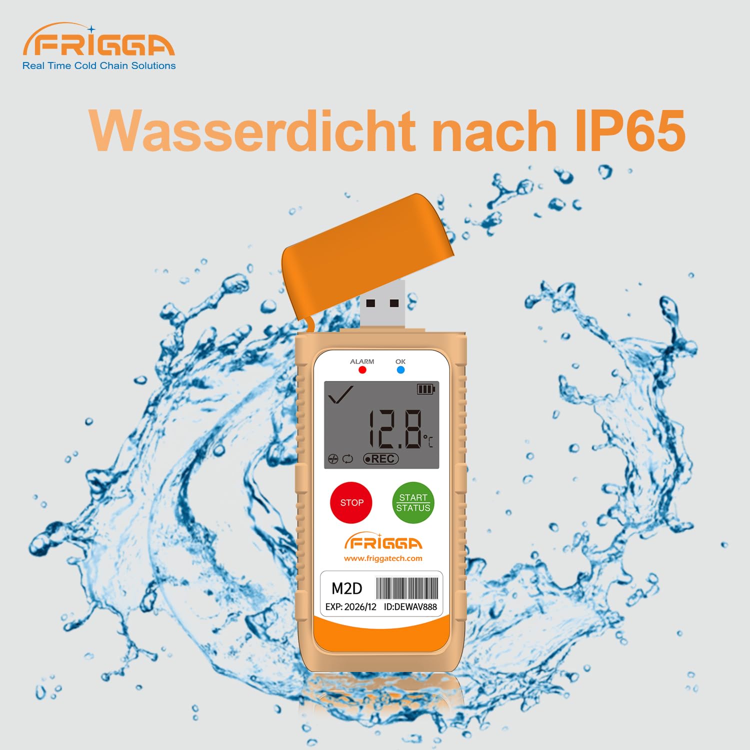 Frigga M2D Wiederverwendbare Temperatur Datenlogger USB Digitaler Temperatur Rekorder 14400 Punkte Hochpräzise Thermometer Logger PDF CSV Bericht (1pack)