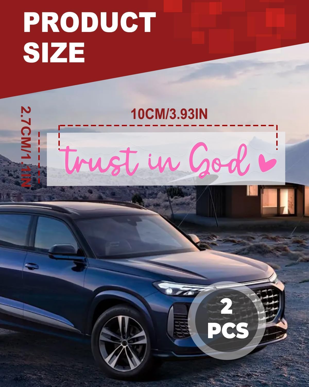 2 PCS Trust in God Rearview Mirror Decals, Christian Vinyl Car Rear View Mirror Decorative Stickers, Waterproof Religious Accessories for Women, Automotive, Window, Truck, Laptop(Pink) - Image 3