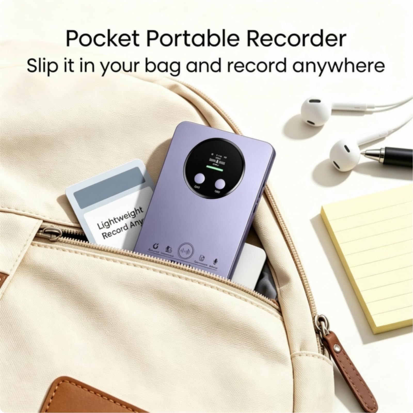 Magnétophone avec Intelligence Artificielle Transcription Vocale Automatique Enregistreur Vocal Numérique avec Stockage Interne 64go pour Réunions de, Bleu
