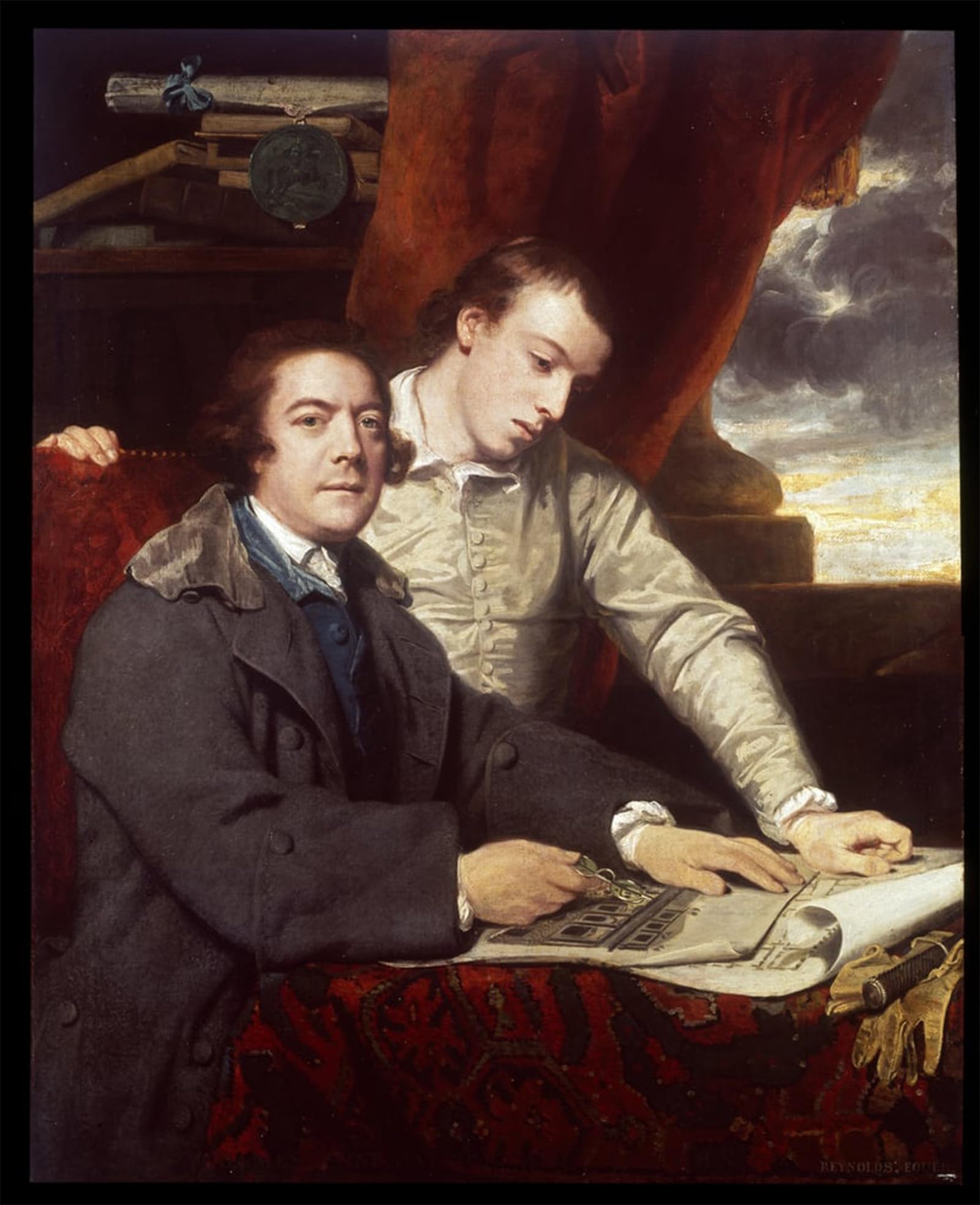 ARTXLXXBN Famous Painting Art Wall Decor Abstract Art Picture Paine Architect and His Son by Joshua Reynolds Animal Pictures for Home Decor 60x90cm