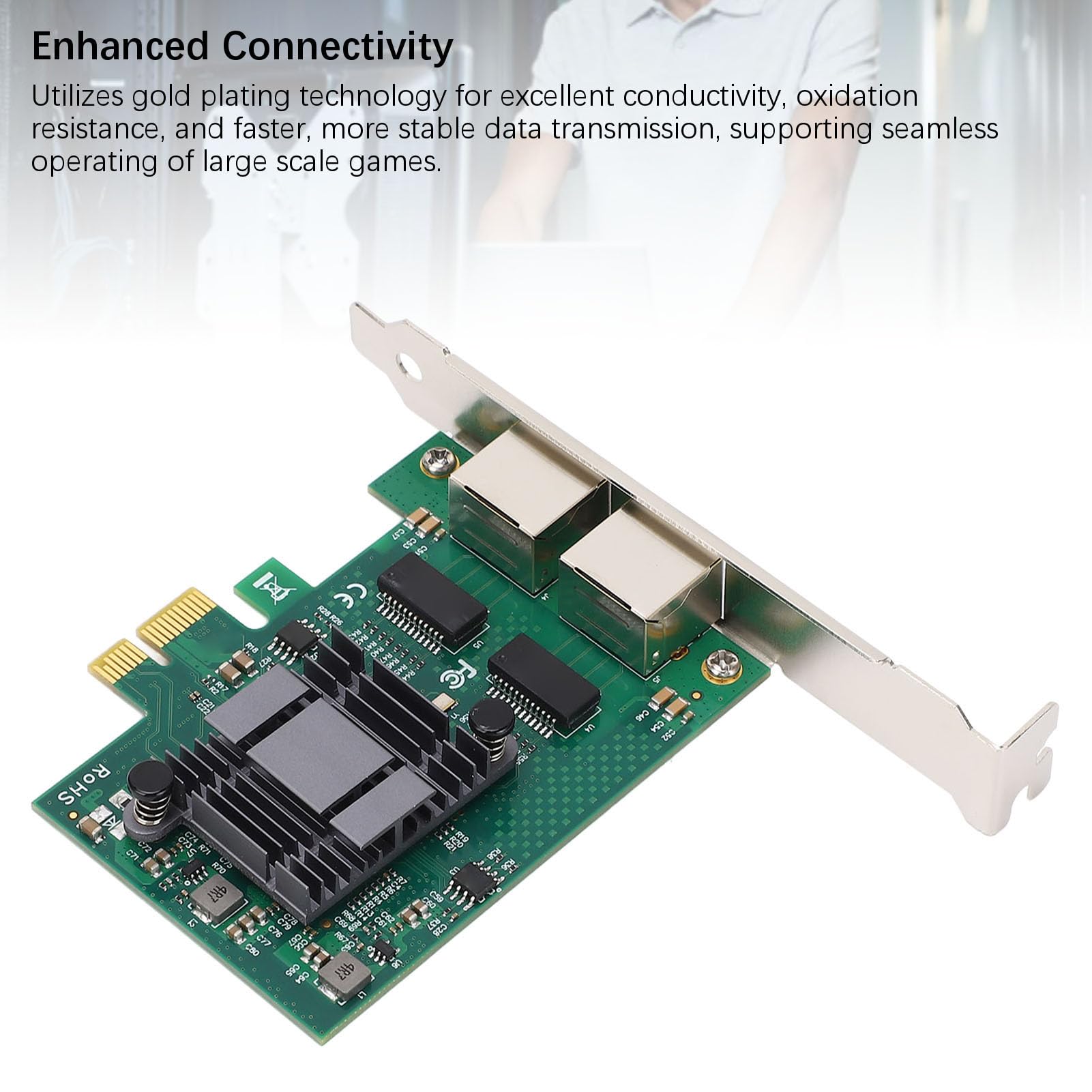 Aramox Karta Sieciowa PCIe Gigabit Ethernet, 2 Porty RJ45