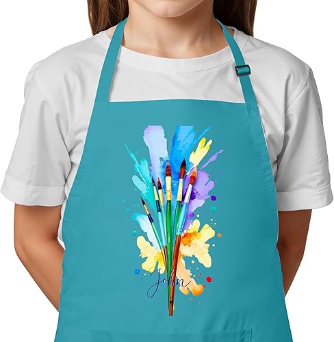 Miniatura 1 de Delantal con nombre personalizado para pintar y manualidades, delantal personalizado, regalo de calcetín de Navidad para niños y niñas