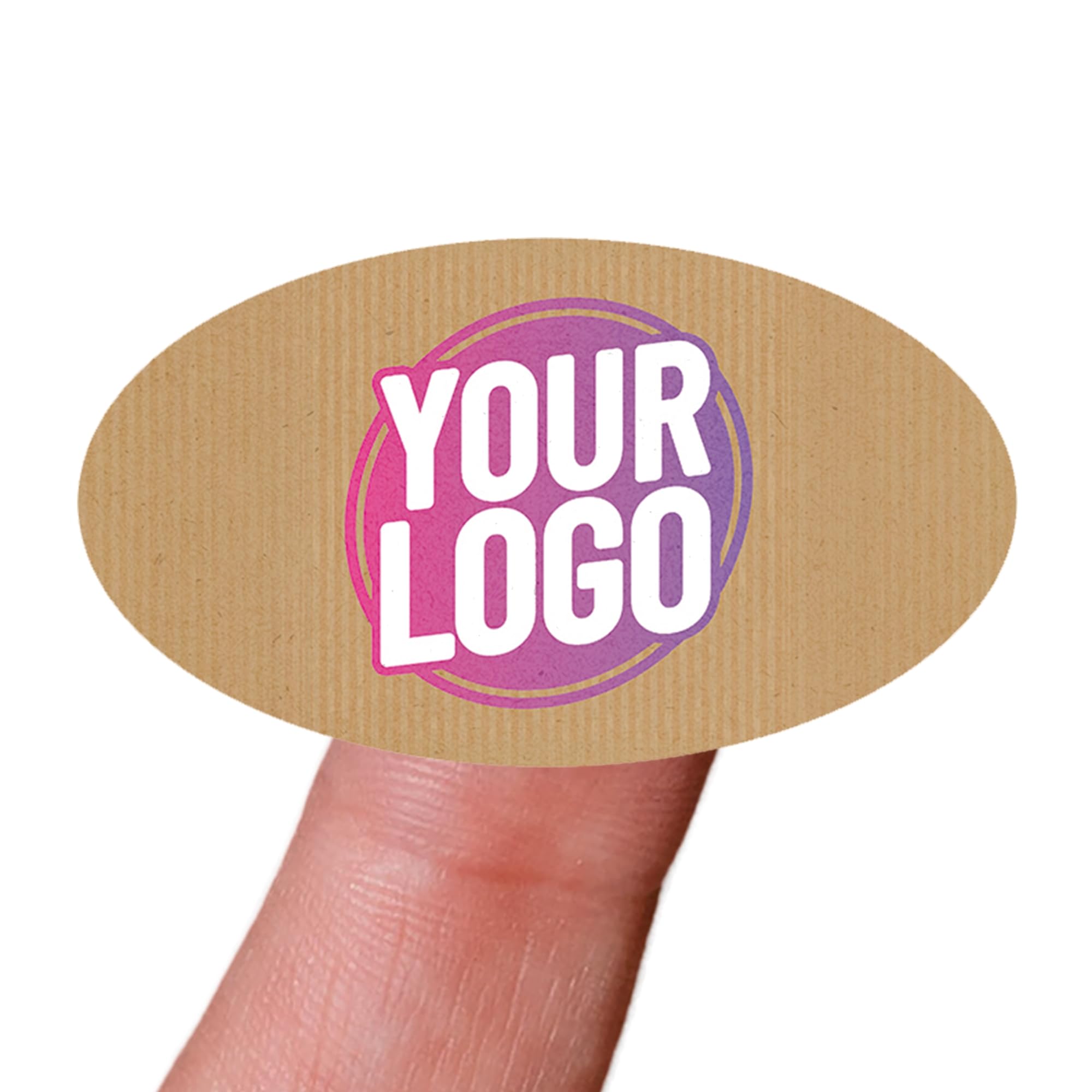 Personalised 60mm x 34mm Kraft Oval Stickers - Custom Logo Labels - Label - Company Branding Sticker - Packaging - Thank You Seals (Kraft (Brown), 126 Labels (6 Sheets))