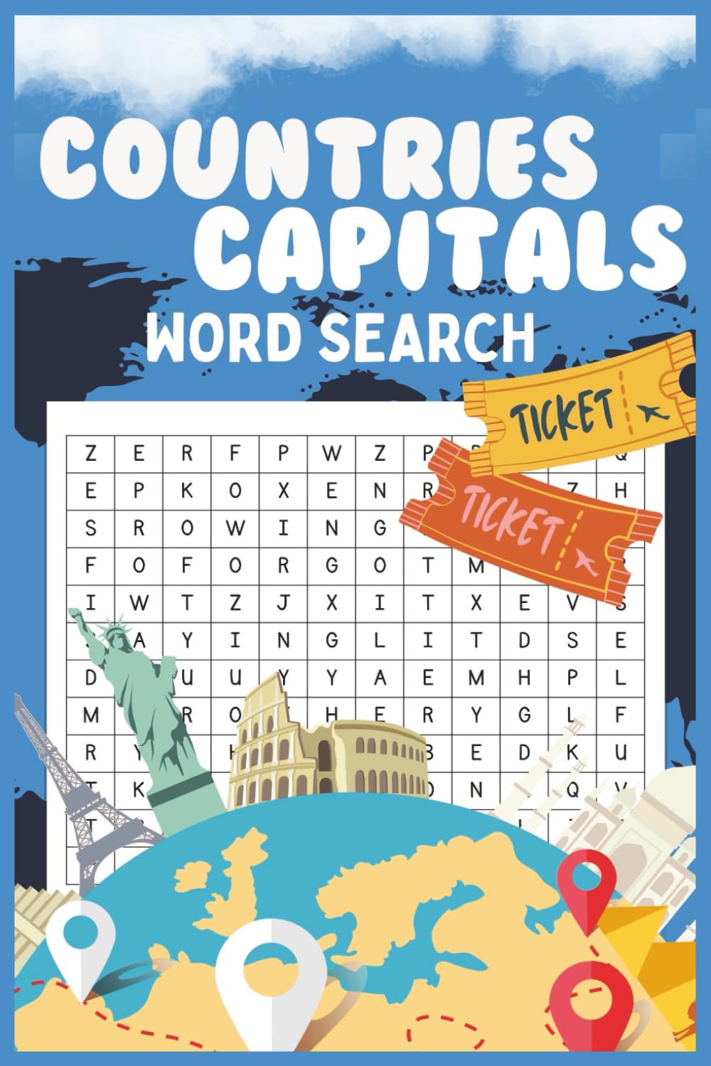 Countries and Capitals Word Search: Word Searches with Easy to Read Print about Cities, Travel the World and More | 6x9 inches, 111 pages | 50+ ... Vacations, Holiday, Birthdays and Free Times