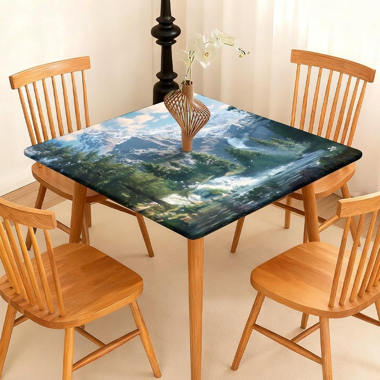 Waterfall Mountain Square Tablecloth Print Table Cloths Table Cover Wedding Party Holiday Decor