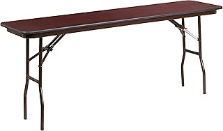 Flash Furniture 18'' x 72'' Rectangular Mahogany Melamine Laminate Folding Training Table Price In India