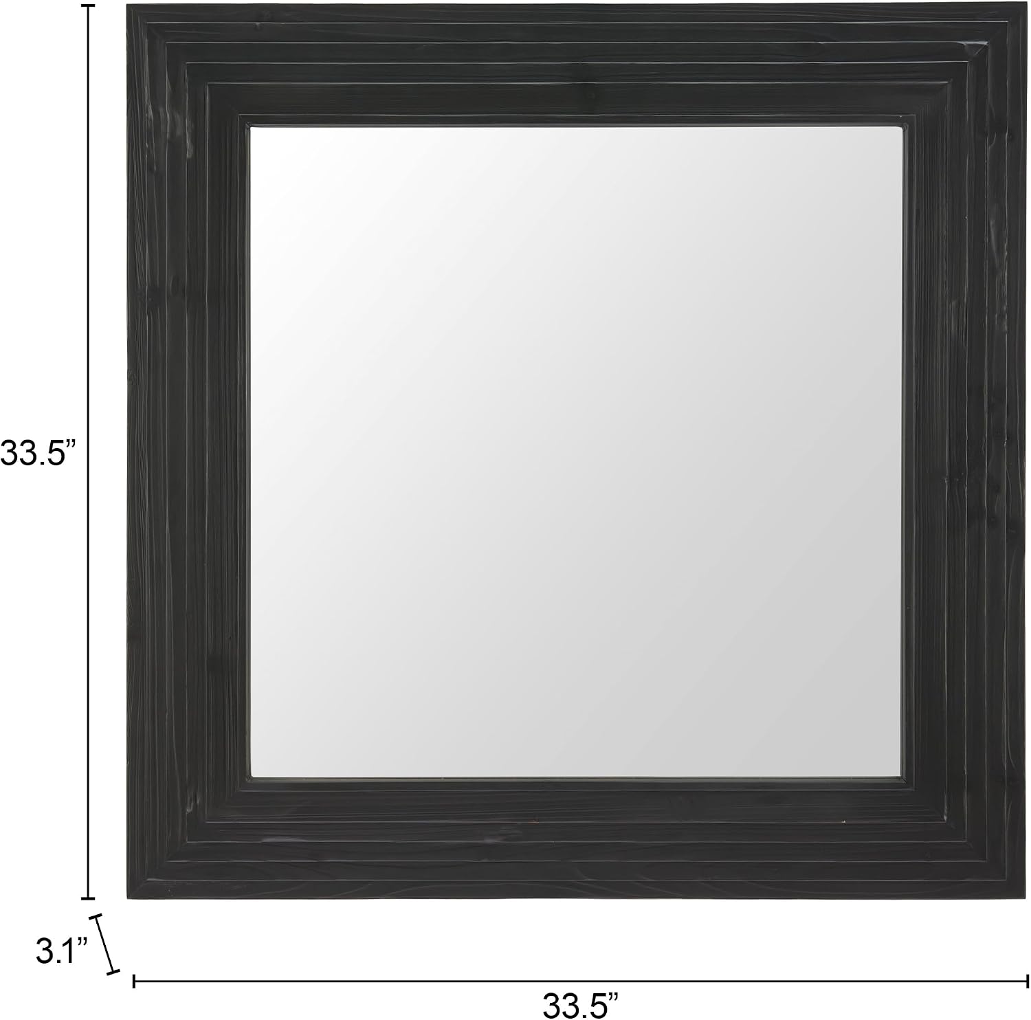 Zuo Kare Mirror Black, Black Wall Decor, Modern Style, Hanging, Fir Wood, Vertical, Decor Mirrors, 33.5" W x 3.1" D x 33.5" H