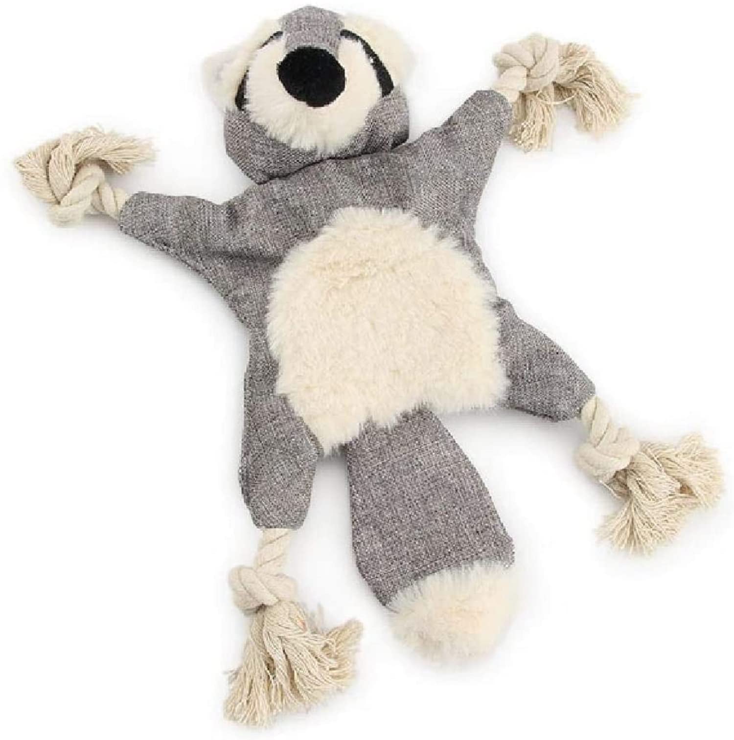 emily pets Rocco The Raccoon, Crinkle Dog Toy, 3 in 1 Plush Dog Toy with Rope Legs,Squeakers and Crinkle Paper, Durable Stuffing Free Squeaky Dog Toy for Puppies,Small, and Medium Dogs(Grey) (B09QJ24S4S) Amazon Price History, Amazon Price Tracker