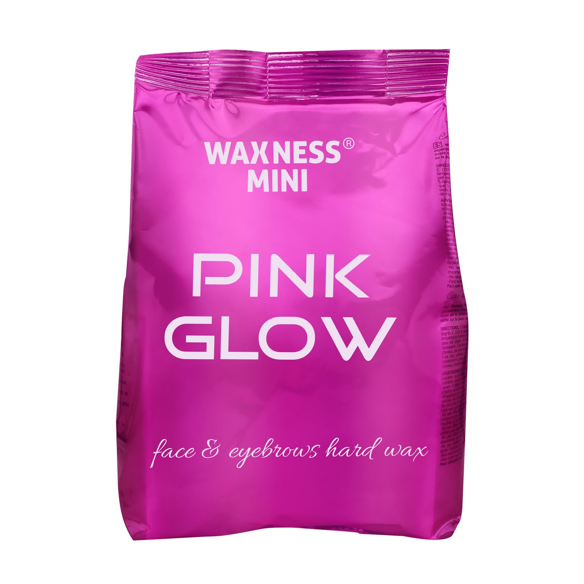 Waxness Pink Glow Face & Eyebrow Hard Wax 0.88 lb (400 g)  Stripless Hard Wax for Sensitive Skin, Face, Bikini, Rosin-Free Synthetic Formula, High Visibility Pink Color  Made in Italy