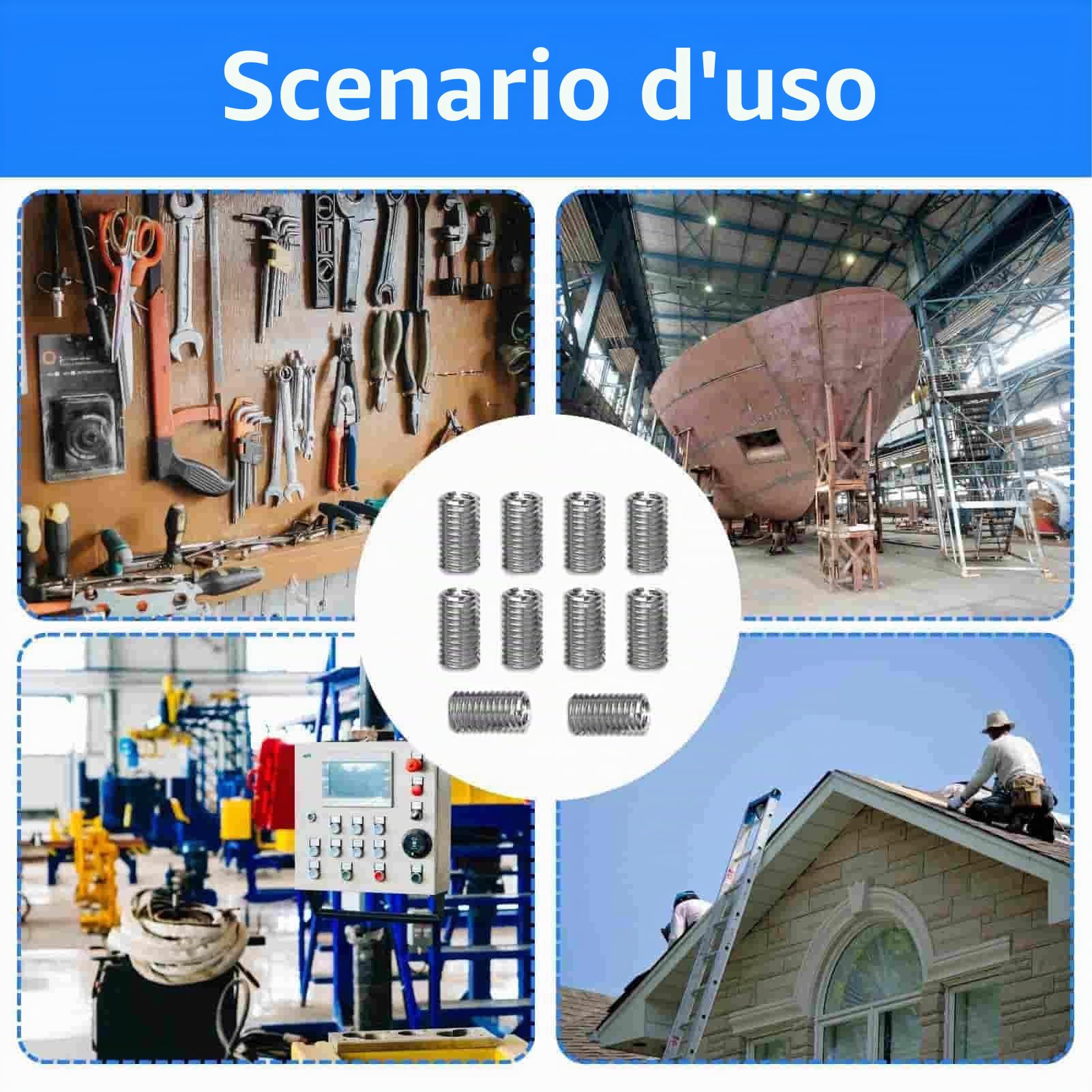 10 pezzi di inserti filettati da M10 a M8, bussole filettate in acciaio inossidabile da 15 mm, adattatore filettato a vite, bussola filettata, set di riduzione filettatura (M10*M8)