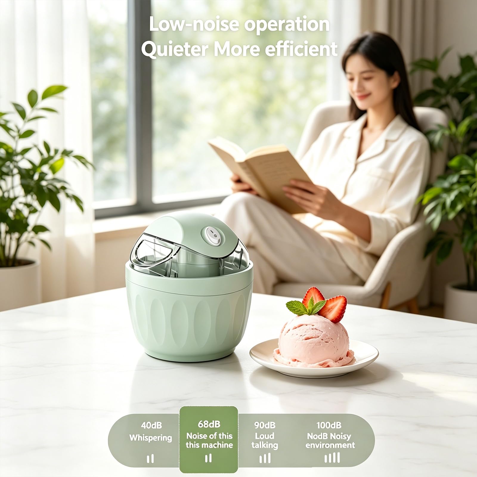 Piccola Gelatiera Domestica, Solo 15 Minuti, Yogurt Gelato Elettrico da 500ml, Facile Dessert Maker con Un Solo Tasto per Famiglie per Yogurt Gelato Fatto in Casa