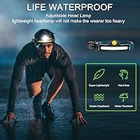 Vista 7 de Linterna frontal recargable linterna LED para campamento correr pesca caza impermeable con 6 modos de luz y sensor de movimiento 1000 lúmenes y 270