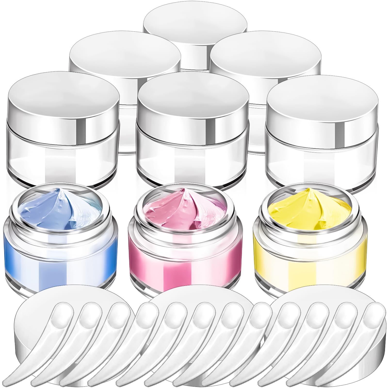 MotBach 6 Pack 1oz Glass Jars with Lids, 1ounce Small Glass Containers with Lids and Inner Liners, 30ml Clear Round Jars Travel Toiletries with