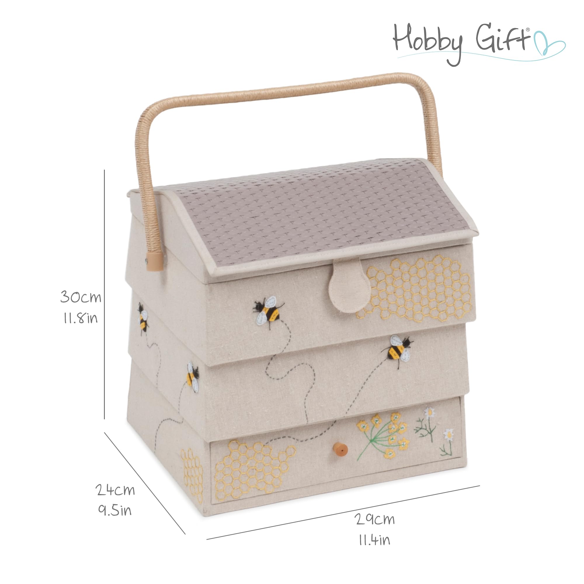 Hobby Gift Nowatorskie pudełko do przechowywania, rękodzieło, hobby, haftowane, ul pszczeli z szufladą