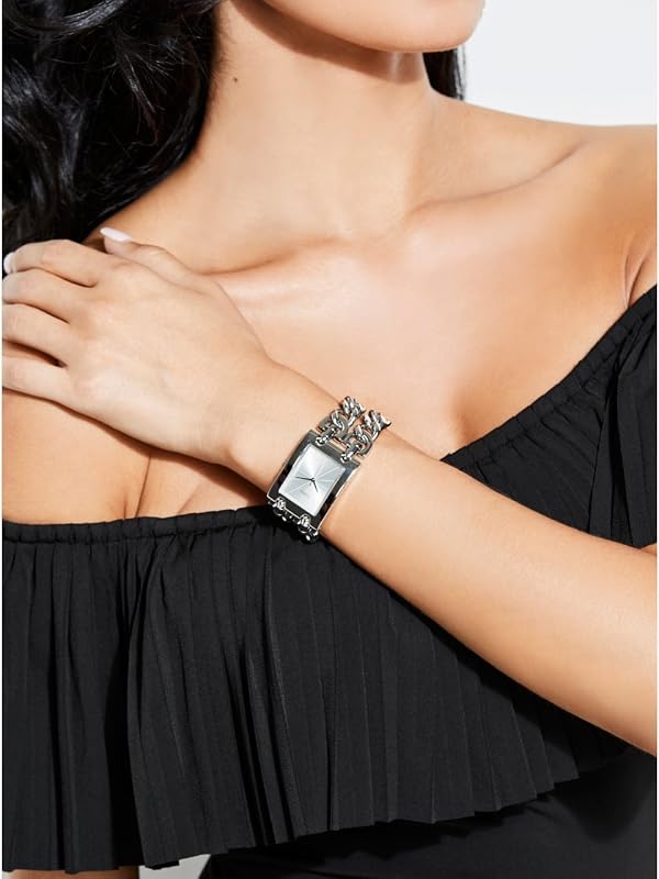 GUESS Women's Silver-Tone Multi-Chain Bracelet Watch with Self-Adjustable Links. Color: Silver-Tone (Model: U1117L1) by GUESS - Image 2