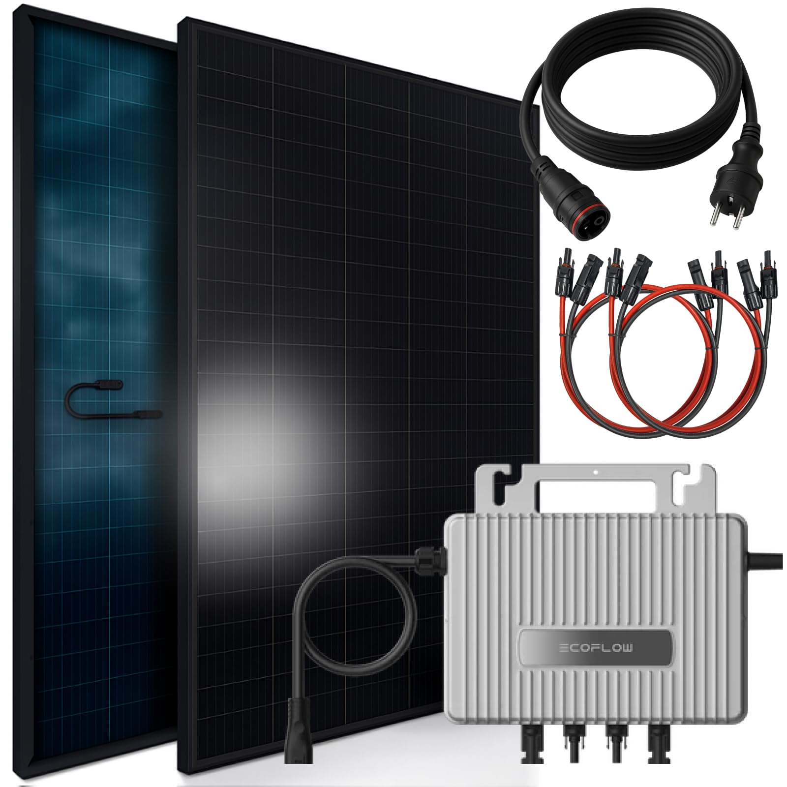SUNNIVA Balkonkraftwerk 920W BIFAZIAL FULLBLACK Komplett-Set mit Steckdose