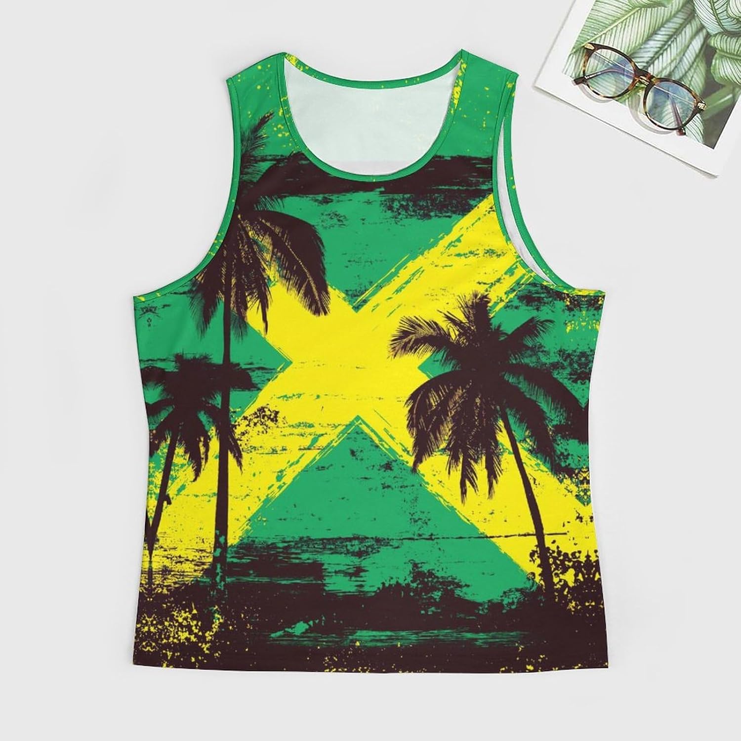 joo meryer Jamaica Flag Tank Top for Mens Vintage Jamaican Shirts Crew Neck Sleeveless T-Shirts - Image 3