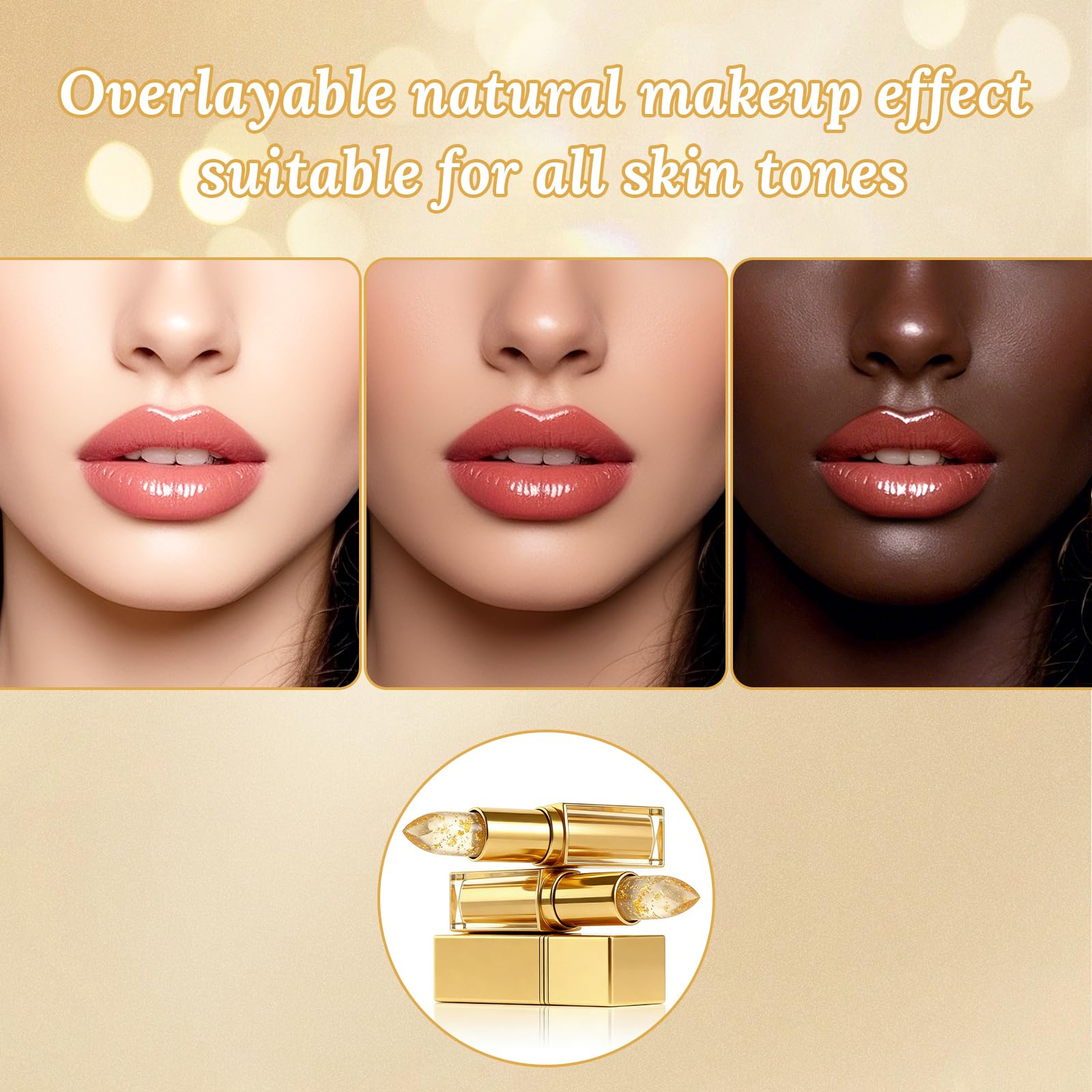 Coellyo Truetone PH Adjusting Lipstick, Colour Changing PH Lipstick Clear To Pink with Gold Foil, Moisturizing Long Lasting Lip Balm for Mature Women (2pcs) — view 7
