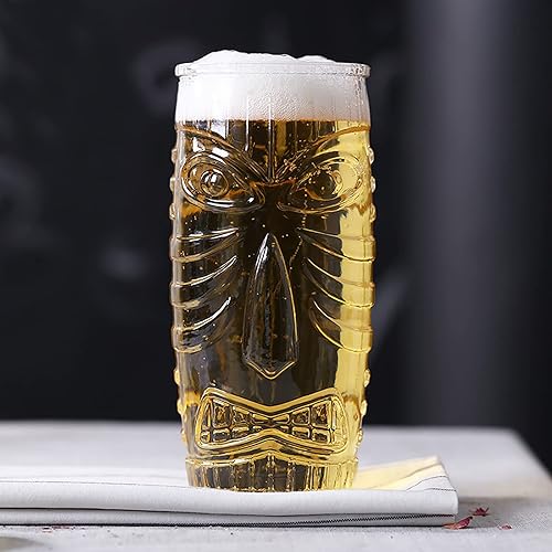 Miniatura 6 de Cedilis Paquete de 6 vasos Tiki Tiki de 20 onzas, vaso Tiki de doble vidrio antiguo de estilo hawaiano, perfecto para Mai Tai, cócteles zombies